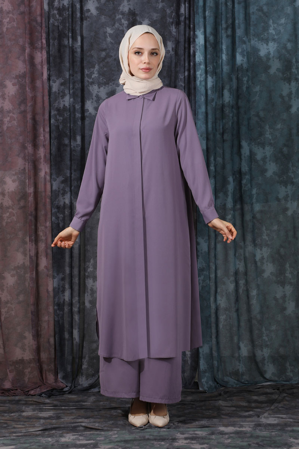 Medine İpeği  Tunik Takım Lila - 6