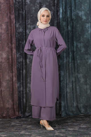 Medine İpeği  Tunik Takım Lila - 1