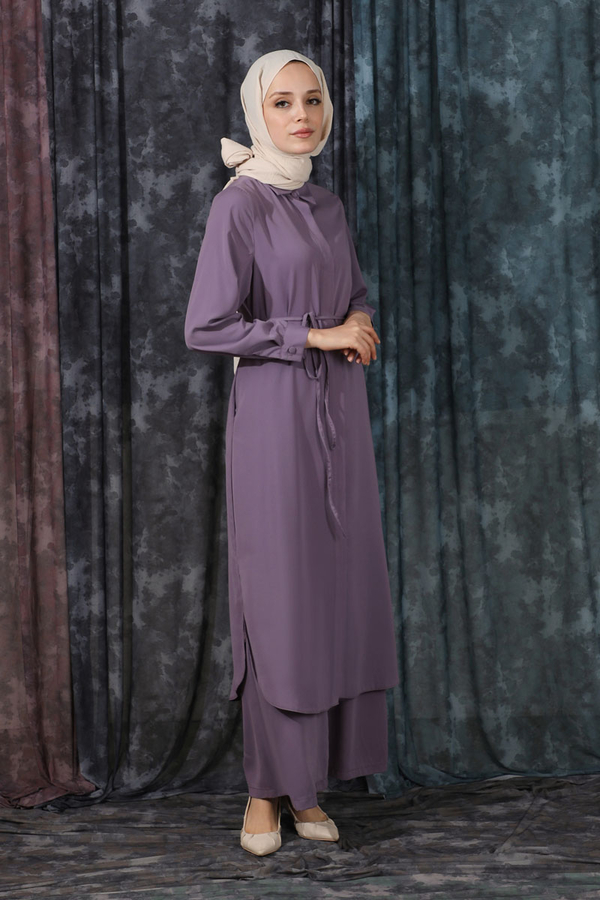 Medine İpeği  Tunik Takım Lila - 3