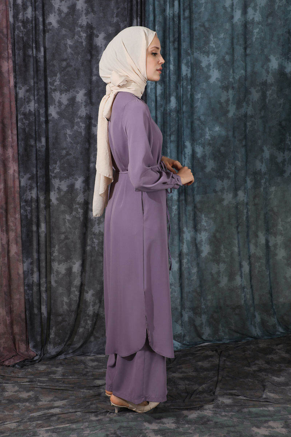 Medine İpeği  Tunik Takım Lila - 5