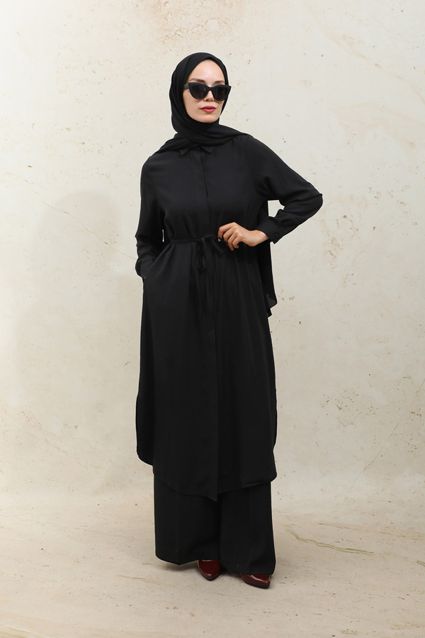 Medine İpeği Tunik Takım Siyah - 4