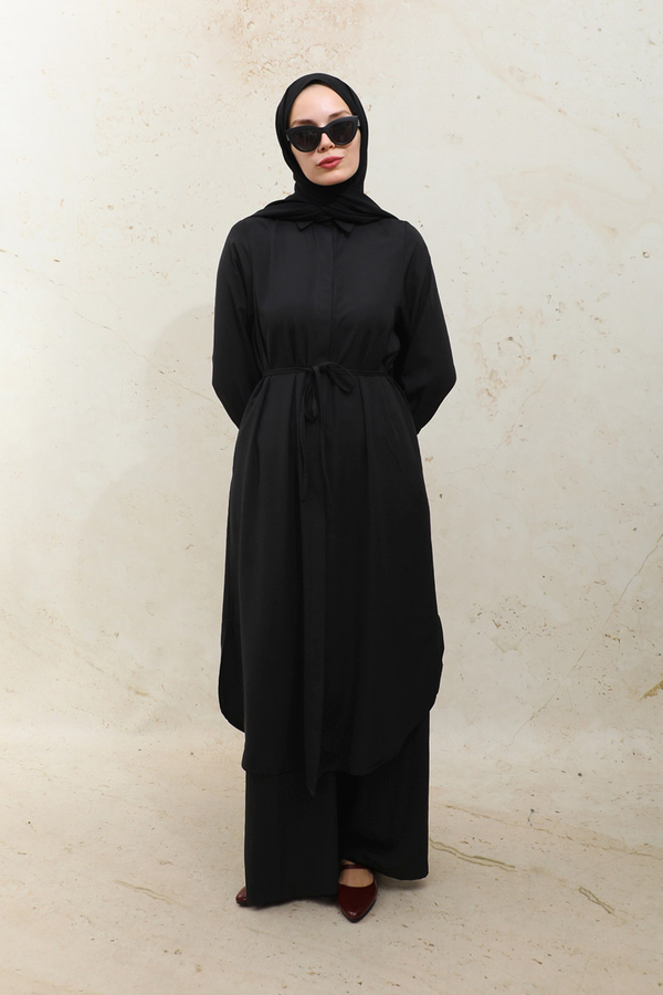 Medine İpeği Tunik Takım Siyah - 6