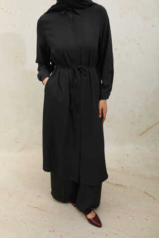 Medine İpeği Tunik Takım Siyah - 8