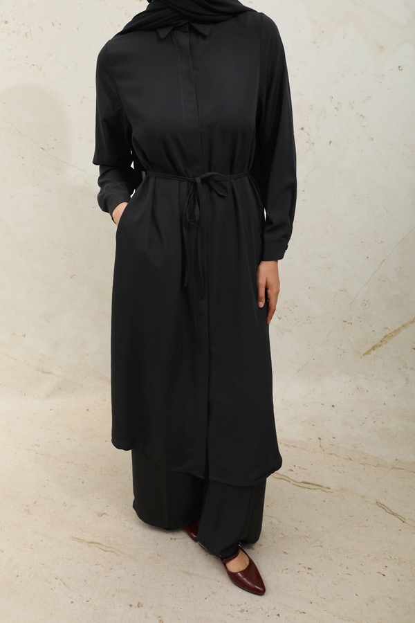 Medine İpeği Tunik Takım Siyah - 8