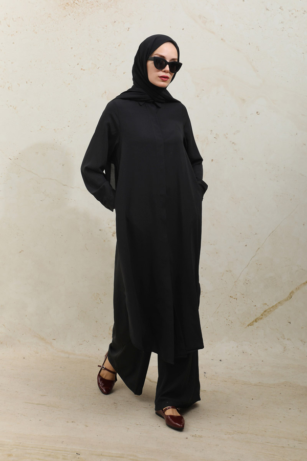 Medine İpeği Tunik Takım Siyah - 2