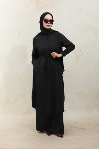 Medine İpeği Tunik Takım Siyah - 4