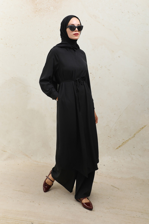 Medine İpeği Tunik Takım Siyah - 5