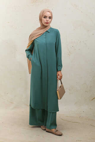 Medine İpeği  Tunik Takım Zümrüt - 2