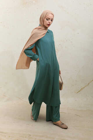 Medine İpeği  Tunik Takım Zümrüt - 3