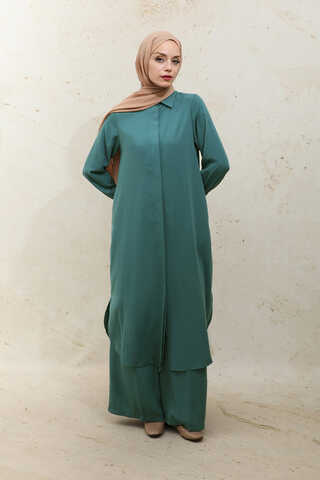 Medine İpeği  Tunik Takım Zümrüt - 4