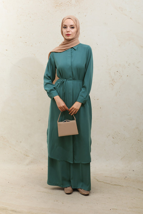 Medine İpeği  Tunik Takım Zümrüt 
