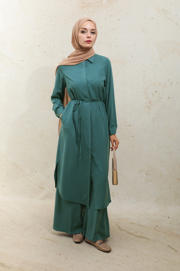 Medine İpeği  Tunik Takım Zümrüt - 5