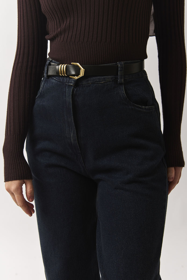 Gold Buckle Belt Black - 3