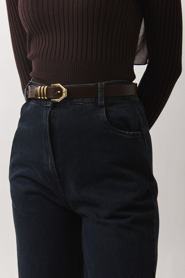 Gold Buckle Belt Brown - 3