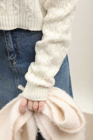 Gold Düğmeli Kısa Hırka Ekru - 5