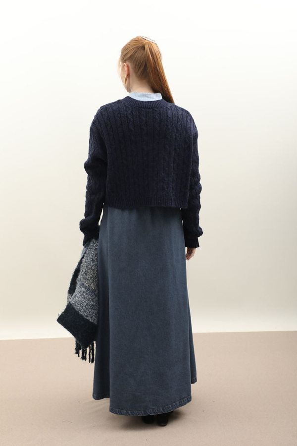 Gold Düğmeli Kısa Hırka Lacivert - 9