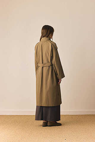 Gold Düğmeli Trençkot Haki - 6