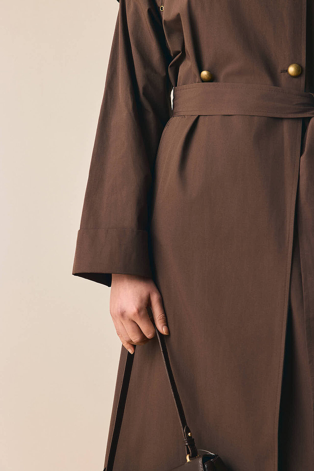 Gold Düğmeli Trençkot Kahverengi - 3