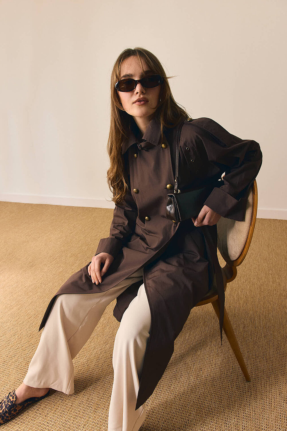 Gold Düğmeli Trençkot Kahverengi - 6