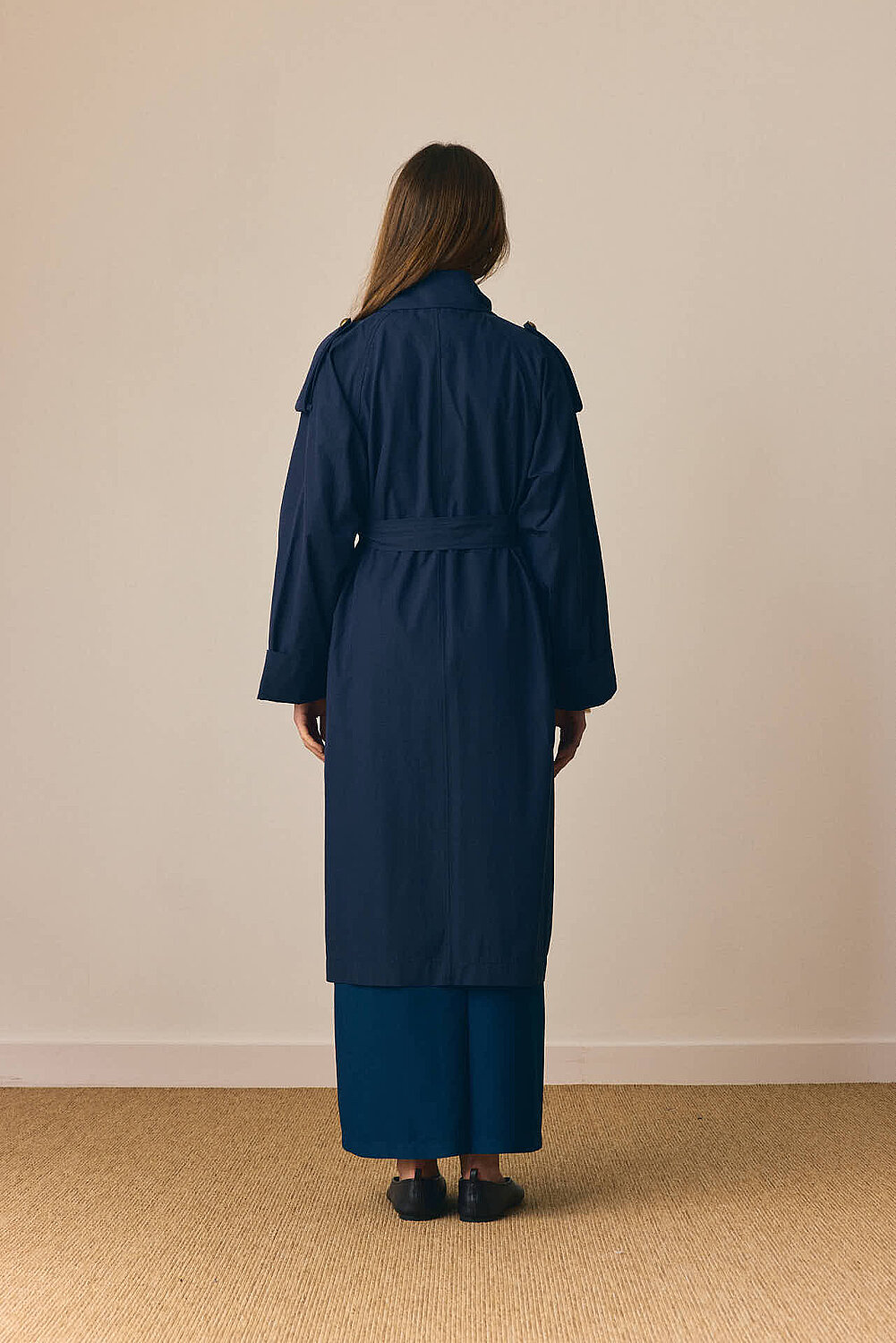 Gold Düğmeli Trençkot Lacivert - 7