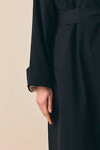 Gold Düğmeli Trençkot Siyah - 5