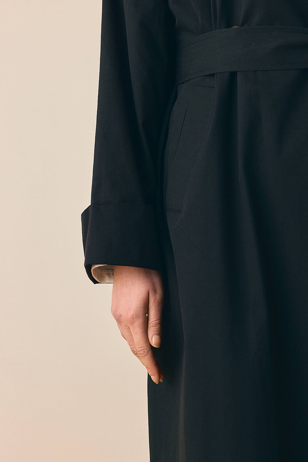 Gold Düğmeli Trençkot Siyah - 5