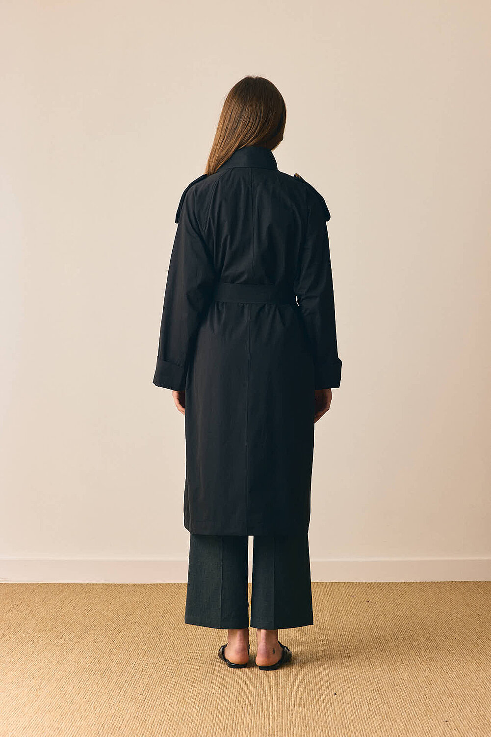 Gold Düğmeli Trençkot Siyah - 8