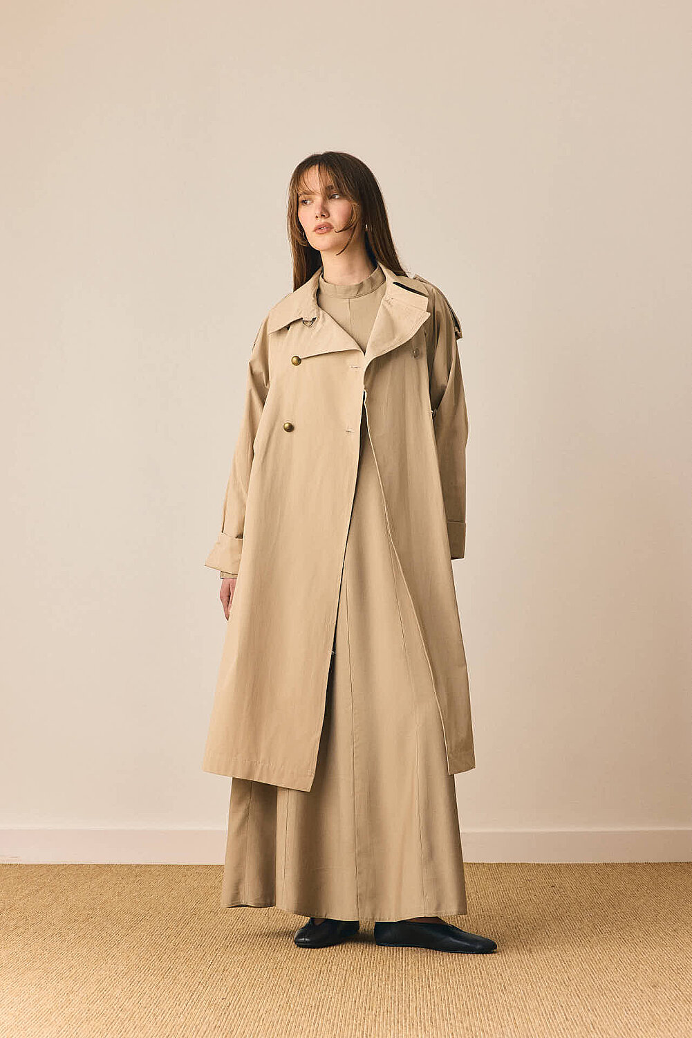 Gold Düğmeli Trençkot Taş - 2