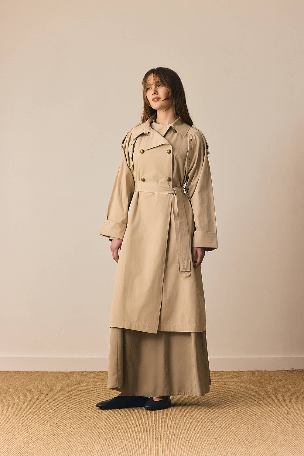 Gold Düğmeli Trençkot Taş - 3