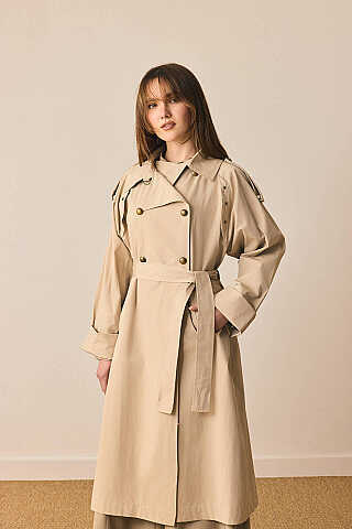 Gold Düğmeli Trençkot Taş - 4