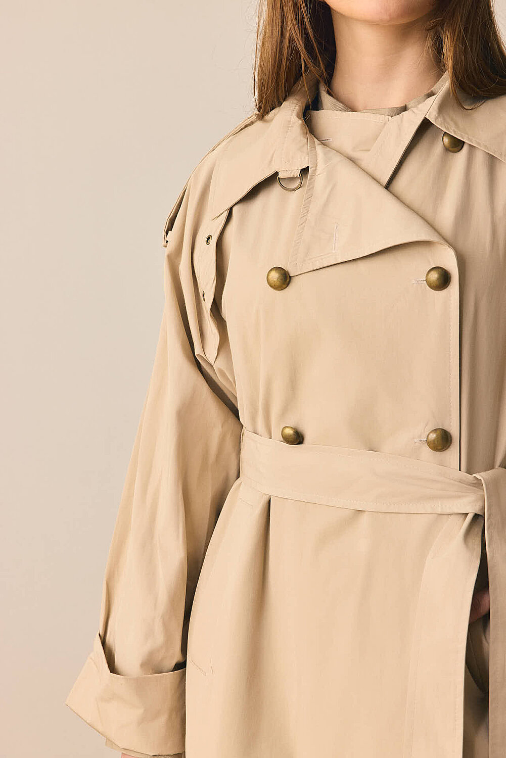 Gold Düğmeli Trençkot Taş - 6