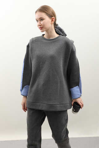 Gömlek Detaylı Sweat Antrasit - 1