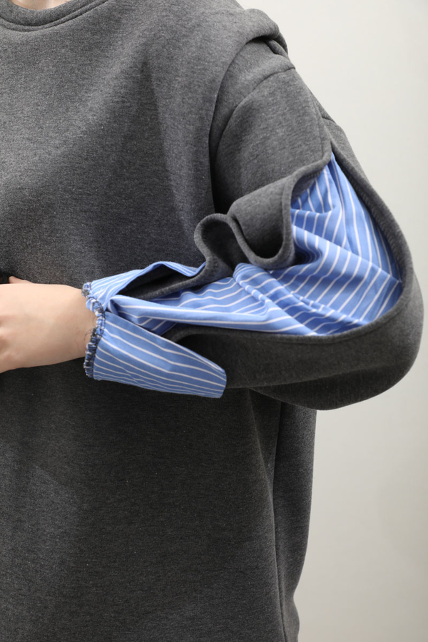 Gömlek Detaylı Sweat Antrasit - 3