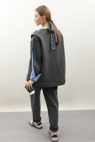 Gömlek Detaylı Sweat Antrasit - 6