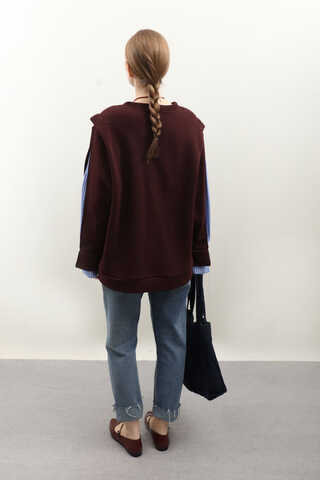 Gömlek Detaylı Sweat Bordo - 5