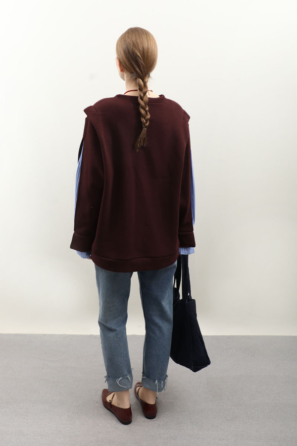 Gömlek Detaylı Sweat Bordo - 5