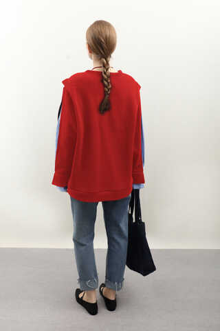 Gömlek Detaylı Sweat Kırmızı - 5