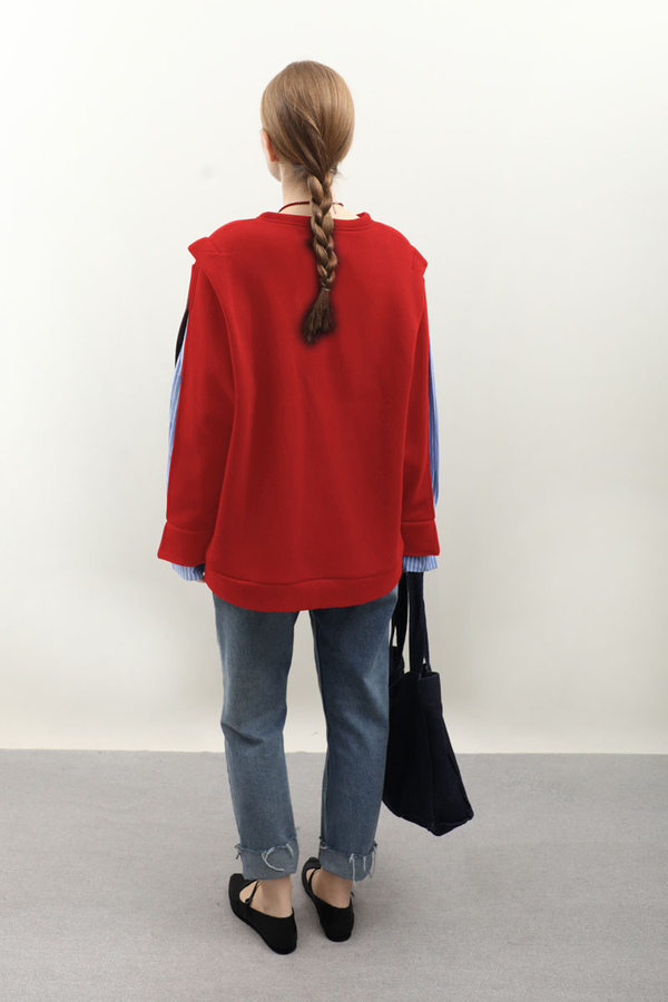 Gömlek Detaylı Sweat Kırmızı - 5