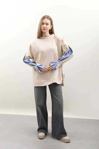 Gömlek Detaylı Sweat Taş - 2