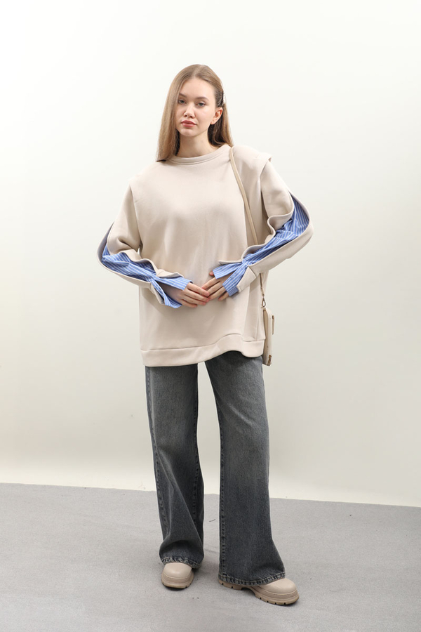 Gömlek Detaylı Sweat Taş - 2