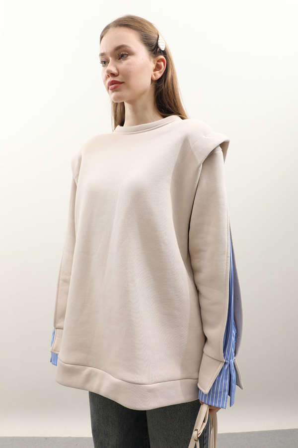 Gömlek Detaylı Sweat Taş - 5