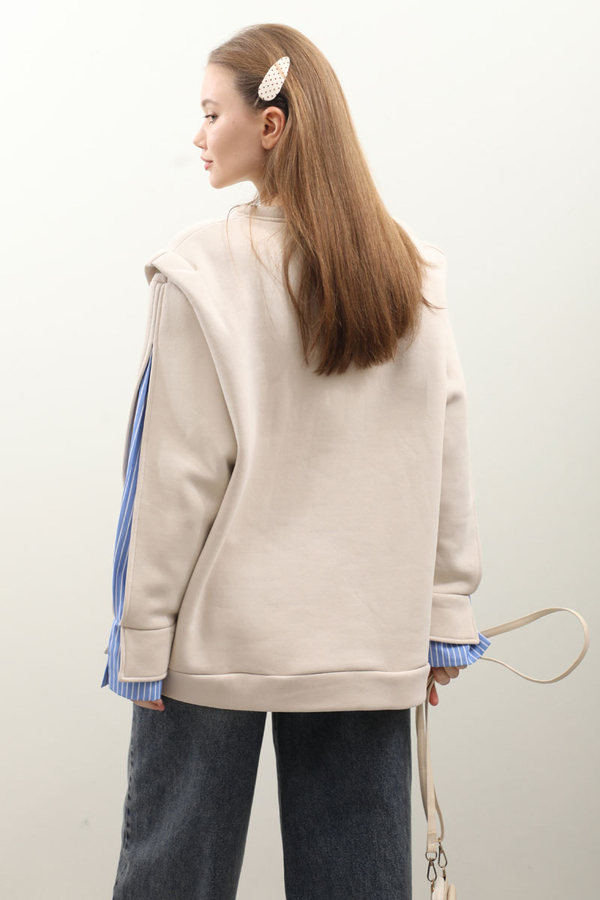 Gömlek Detaylı Sweat Taş - 6