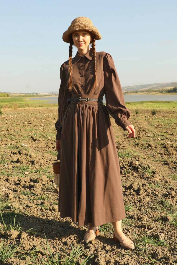 Gömlek Etek Takım Kahverengi - 1