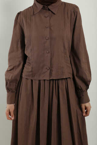 Gömlek Etek Takım Kahverengi - 3