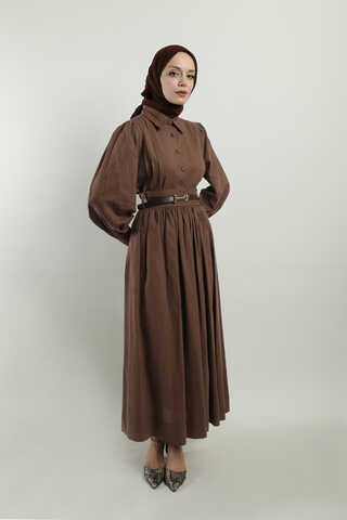 Gömlek Etek Takım Kahverengi - 5