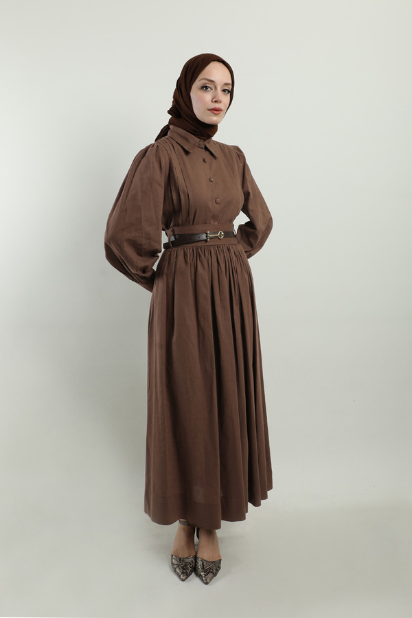 Gömlek Etek Takım Kahverengi - 5