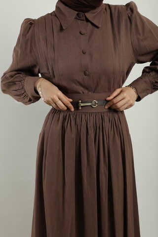 Gömlek Etek Takım Kahverengi - 6