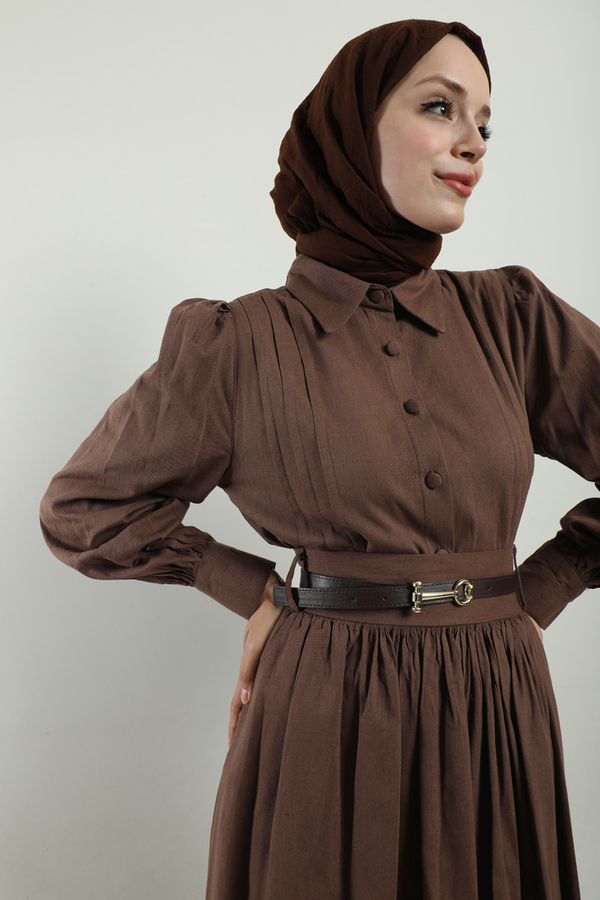 Gömlek Etek Takım Kahverengi - 7