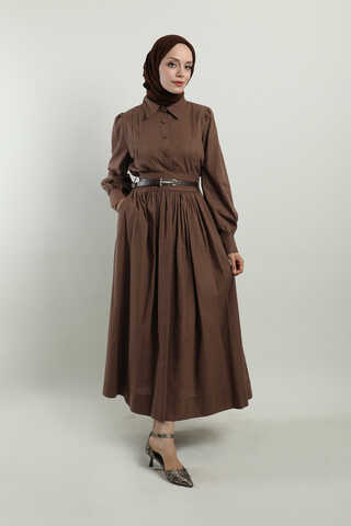 Gömlek Etek Takım Kahverengi - 8