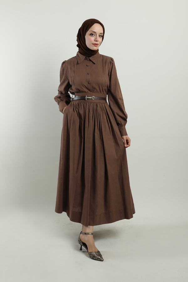 Gömlek Etek Takım Kahverengi - 8